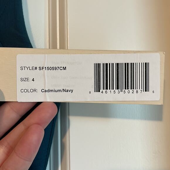 Halston Heritage Cadmium and Navy Cocktail Dress, NWT - Picture 9 of 12